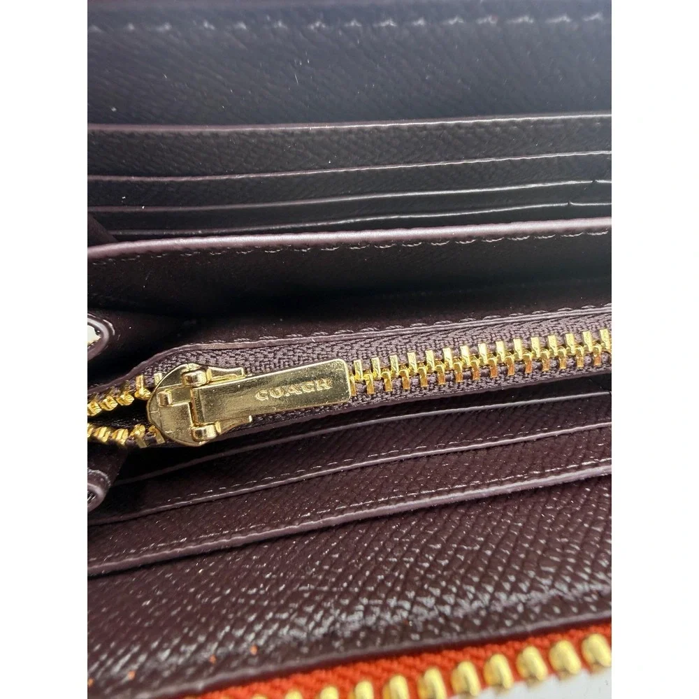 Coach Wallet Mango Pebbled Leather Zip Around Wristlet Strap Clutch